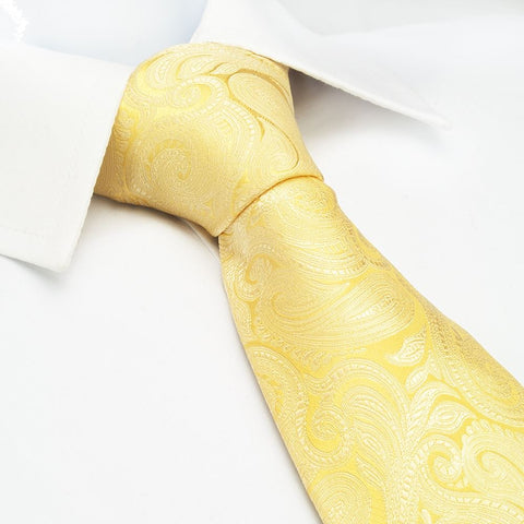 Gold Paisley Woven Silk Tie