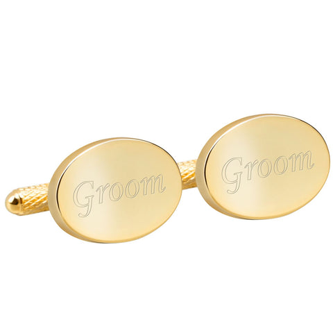 Engraved Gold Groom Cufflinks