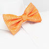 Pre-Tied Orange Polka Dot Woven Silk Bow Tie