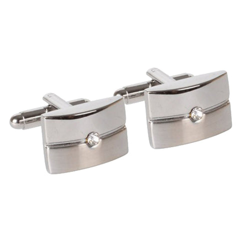 Silver Cufflinks with Centred Crystal