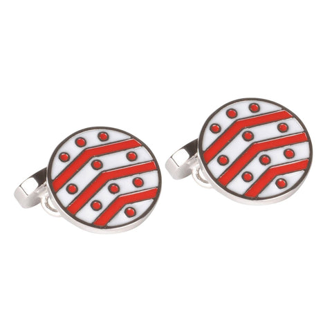 Red and White Chain Cufflinks