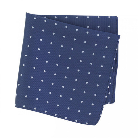 Navy & Blue Polka Dot Woven Silk Handkerchief