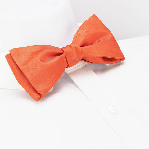Self-Tie Plain Orange Silk Bow Tie