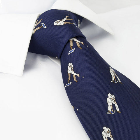 Navy Silk Tie with Bowls Design