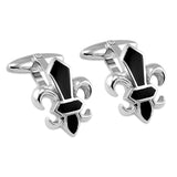 Sterling Silver Fleur De Lys Onyx Cufflinks