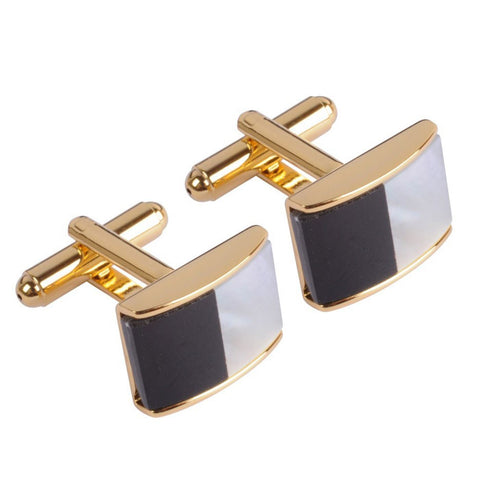 Gold plated Black & Mother of Pearl Stone Cufflink