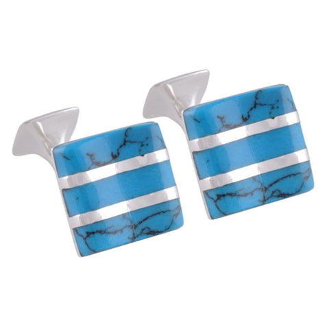 Sterling Silver Turquoise Wave Cufflinks