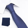 Blue Micro Square Woven Slim Silk Tie & Handkerchief Set