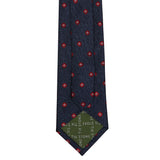 Navy & Red Textured Flower Spot Silk Tie