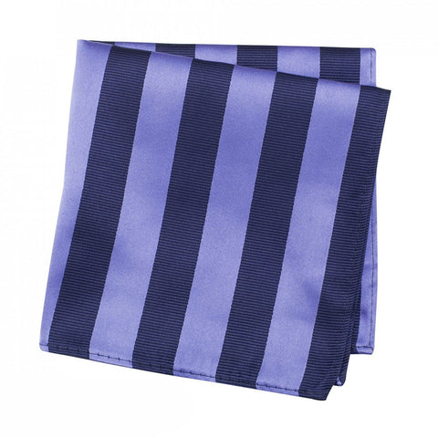 Lilac & Navy Woven Striped Silk Handkerchief