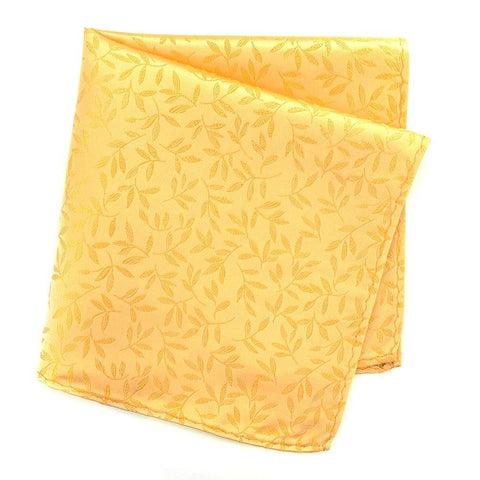 Gold Jacquard Leaf Silk Handkerchief