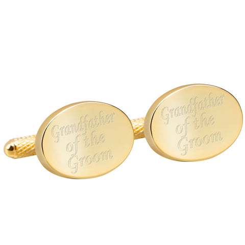 Engraved Gold Grandfather of the Groom Cufflinks