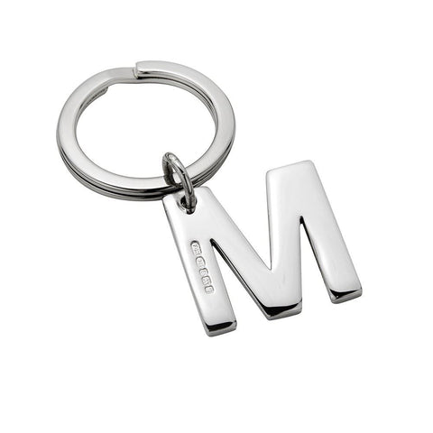 Sterling Silver Letter M Keyring