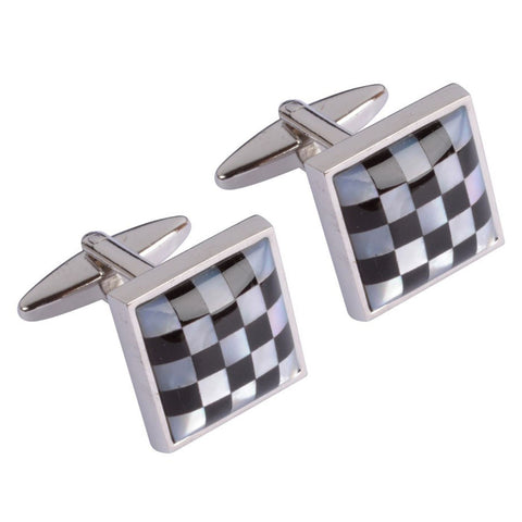 Mother of Pearl Chequered Squares Cufflinks