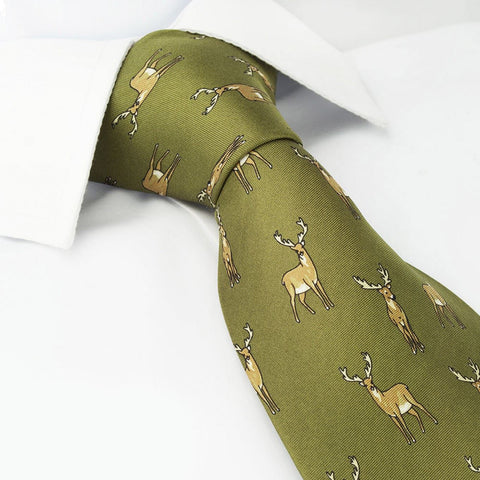 Green Stag Country Silk Tie