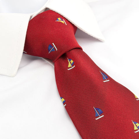 Red Sailing Boat Silk Tie