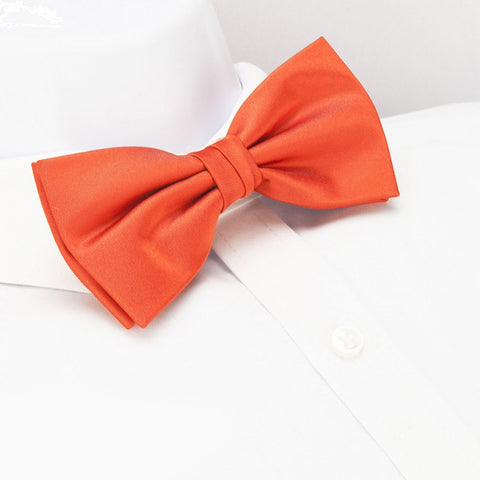Pre-Tied Plain Orange Silk Bow Tie