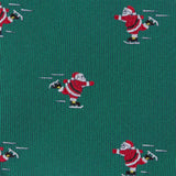 Ice Skating Santa Green Woven Tie