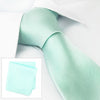 Plain Cyan Woven Silk Tie & Handkerchief Set