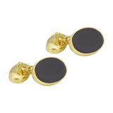 Sterling Silver Gold Plated Onyx Oval Cufflinks