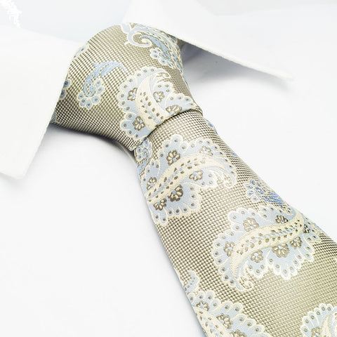 Gold Luxury Paisley Leaf Silk Tie
