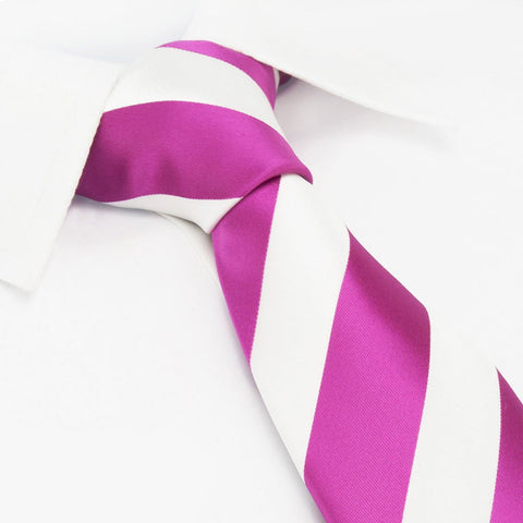 Fuchsia & White Striped Tie