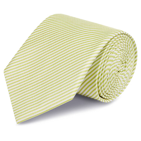 Pastel Green & White Thin Stripe Silk Tie