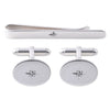 Sterling Silver Diamond Tie Slide & Cufflink Set