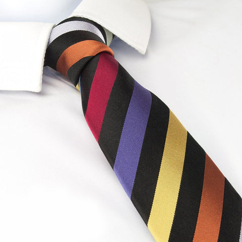 Multi Coloured Striped Slim Silk Tie