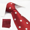 Red Silk Tie & Handkerchief Set With White Polka Dots