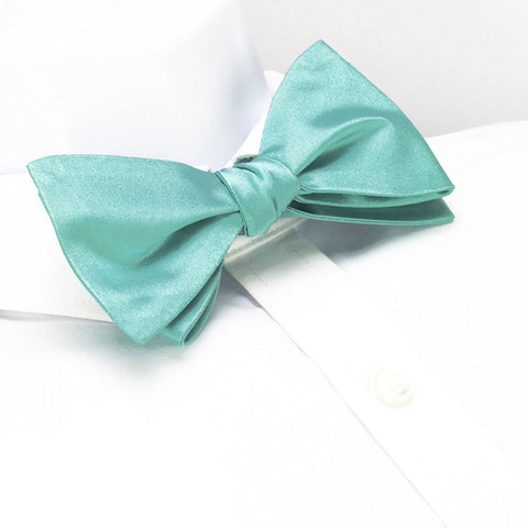 Self-Tie Plain Cyan Silk Bow Tie