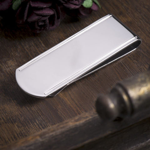 Cut Lined Silver Money Clip
