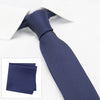 Plain Navy Slim Silk Tie & Handkerchief Set