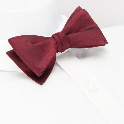 Self-Tie Plain Claret Silk Bow Tie