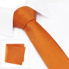 Orange Micro Square Woven Slim Silk Tie & Handkerchief Set