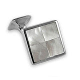 Sterling Silver Four Squared Mother of Pearl Cufflinks