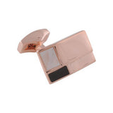 Rose Gold Ridged Onyx and Mother of Pearl Stone Cufflinks