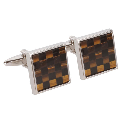 Black & Brown Chequered Square Cufflinks