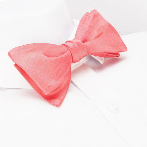 Self-Tie Plain Coral Silk Bow Tie