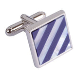 Mother of Pearl and Blue Striped Cufflinks