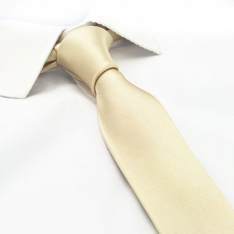 Plain Ivory Slim Silk Tie