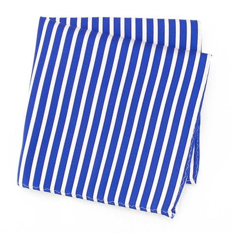Blue and White Striped Woven Silk Hanky