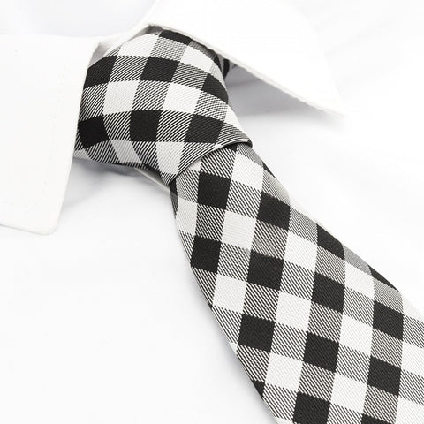 Black & White Multi Check Silk Tie