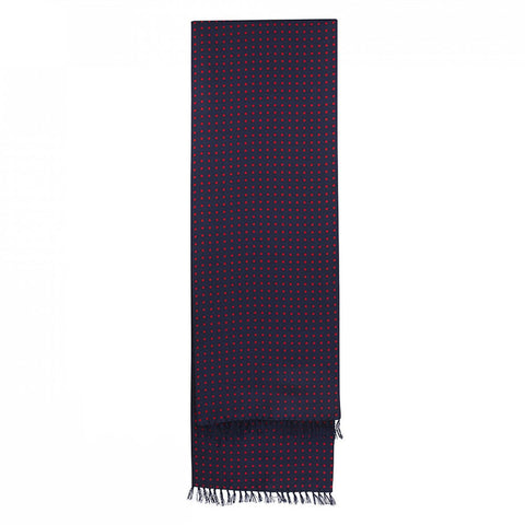 Navy with Red Polka Dot Men's Silk Evening Scarf