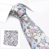 Blue & Pink Luxury Floral Silk Tie & Handkerchief Set