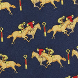 Navy Printed Horse Racing Jockeys Silk Tie