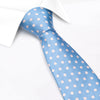 Blue Silk Tie With Pink Polka Dots