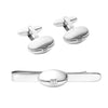 Sterling Silver Rugby Ball Cufflinks & Tie Slide Set