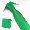 Plain Green Slim Silk Tie & Handkerchief Set