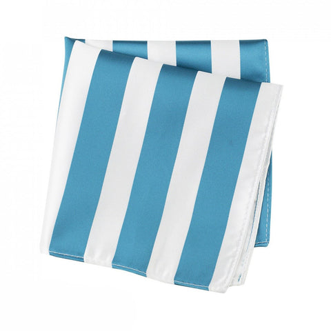 Turquoise & White Striped Silk Handkerchief